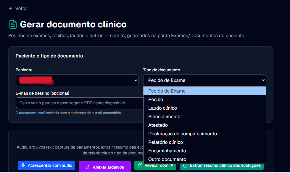 Geração de documentos com IA na AI.Evolui