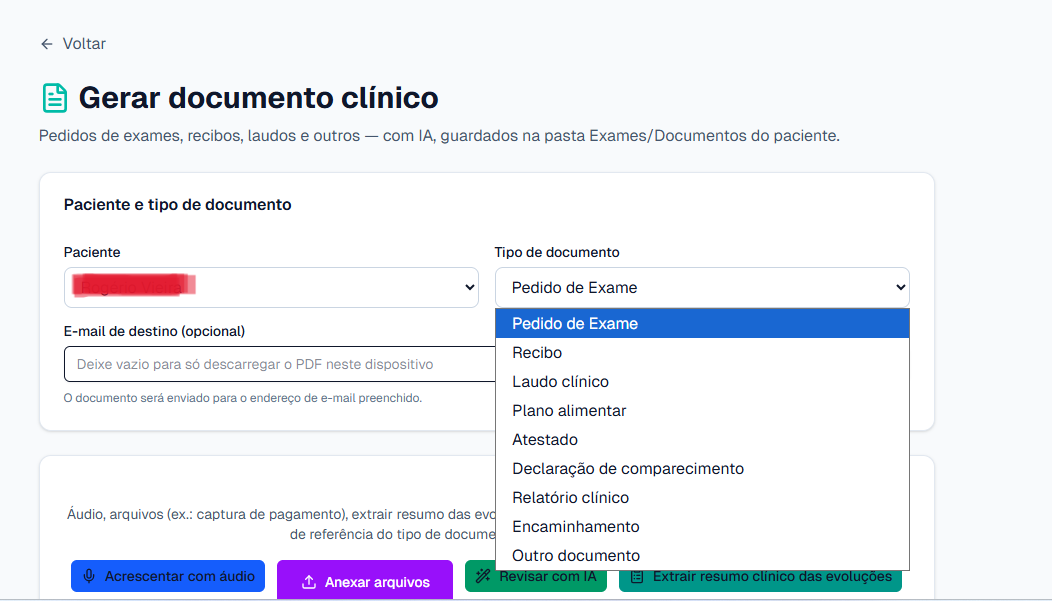 Geração de documentos com IA na AI.Evolui