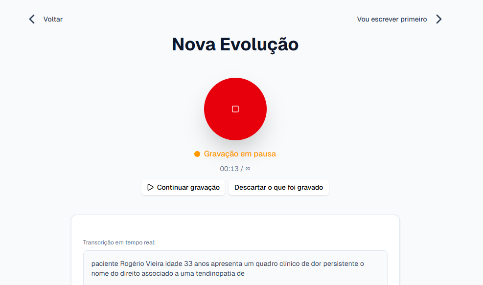 Gravação de evolução em andamento na AI.Evolui